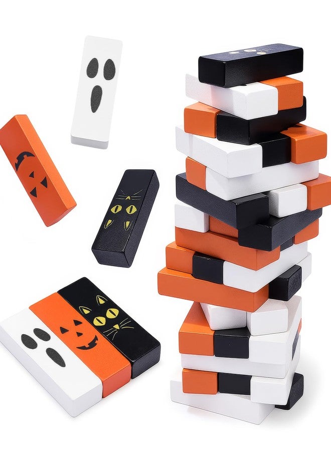 YIBOBO Halloween Wooden Block Stacking Game, Precision Stacking Challenge and Hand-Eye Coordination Challenge Toys,Suitable for Halloween Parties or Events, for Adults and Kids Aged 3+ (Halloween) - Image 1